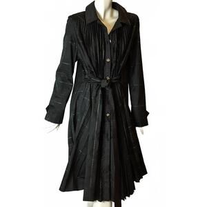 NEW IKITO women's plaid pleated raincoat dress in plaid
